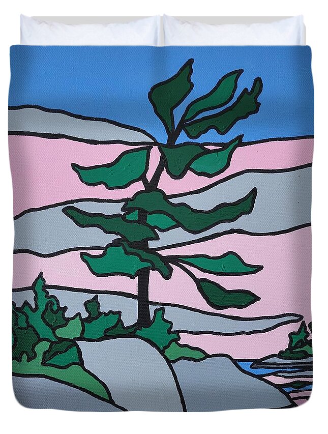 Trees Duvet Cover featuring the painting In the Pink by Petra Burgmann