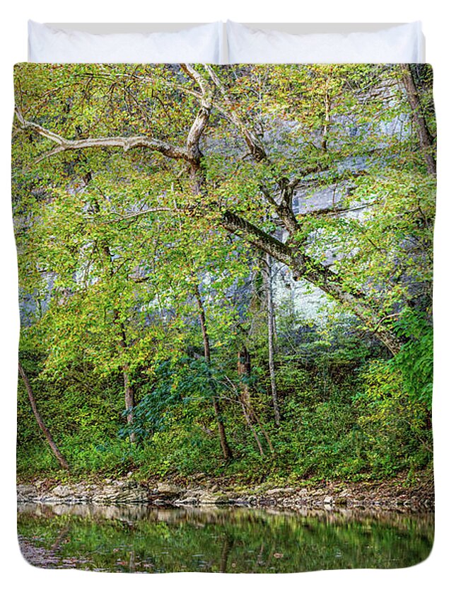 Buffalo National River Duvet Cover featuring the photograph In The Shade At Buffalo National River by Jennifer White