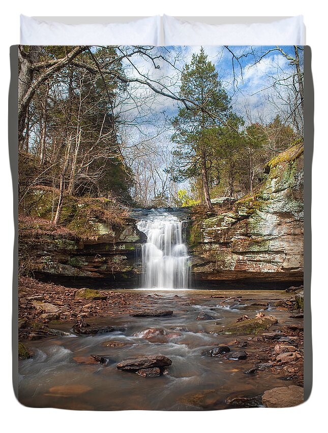 Waterfall Duvet Cover featuring the photograph Indian Falls and Creek by Grant Twiss