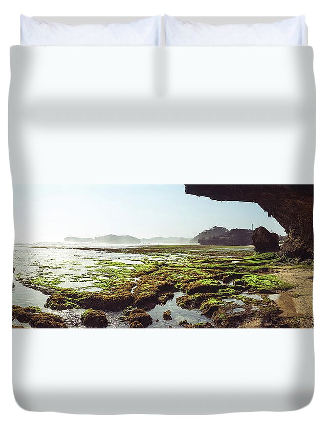 Panorama Duvet Cover featuring the photograph INDRAYANTI BEACH INdonesia by Sonny Ryse