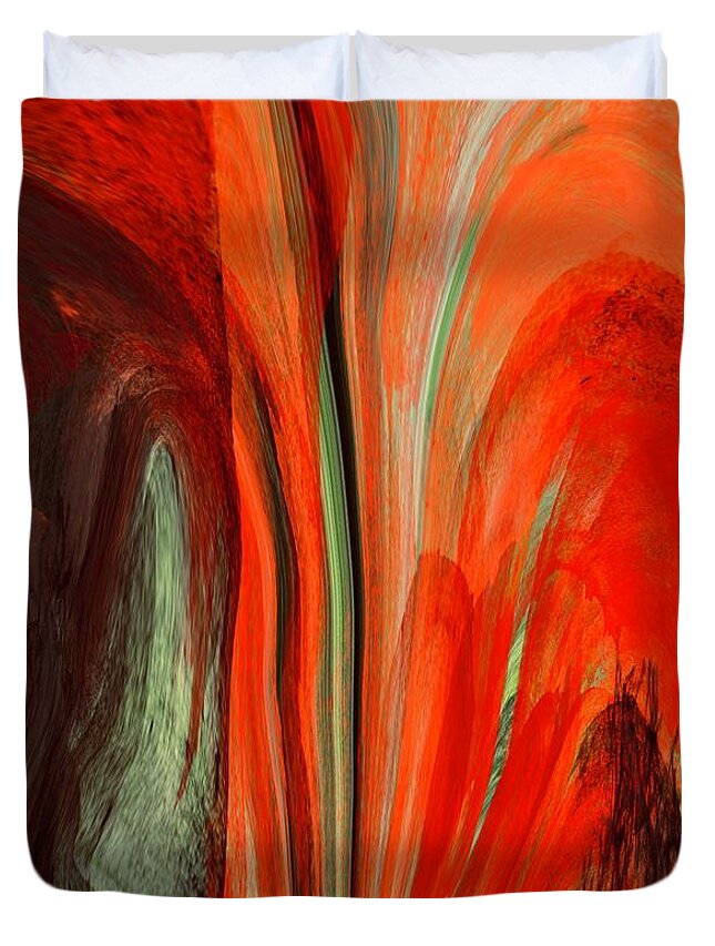 Vibrant Colourful Artwork Duvet Cover featuring the digital art Inferno by Elaine Hayward