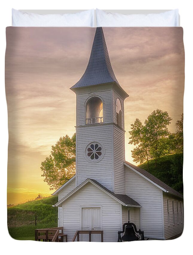 Iowa Duvet Cover featuring the photograph Ingemann Church by Darren White