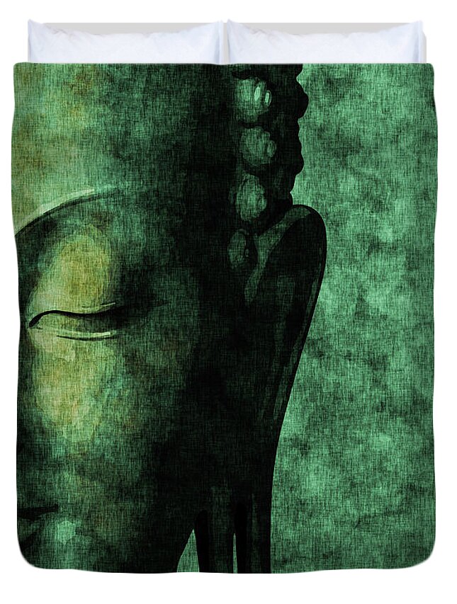 Buddha Duvet Cover featuring the mixed media Inner Peace 03 - Buddha by Studio Grafiikka