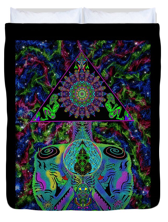 Visionary Duvet Cover featuring the mixed media InnerSpace369 by Myztico Campo