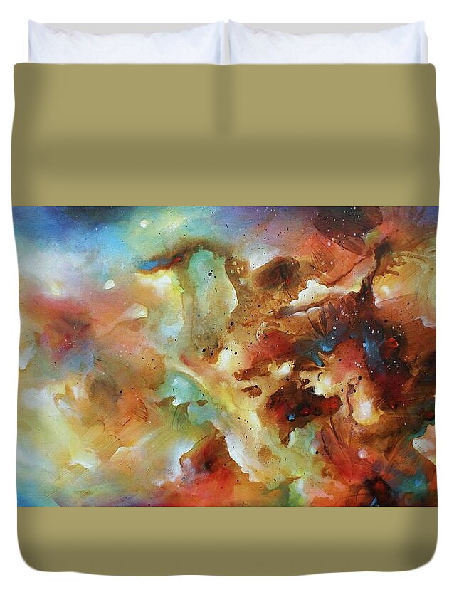 Abstract Duvet Cover featuring the painting Outside In by Michael Lang