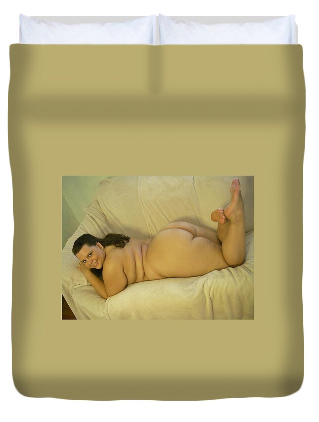 Rubenesque Nude Duvet Cover featuring the photograph Insist on yourself never imitate Every great man is unique by Andrew Chambers