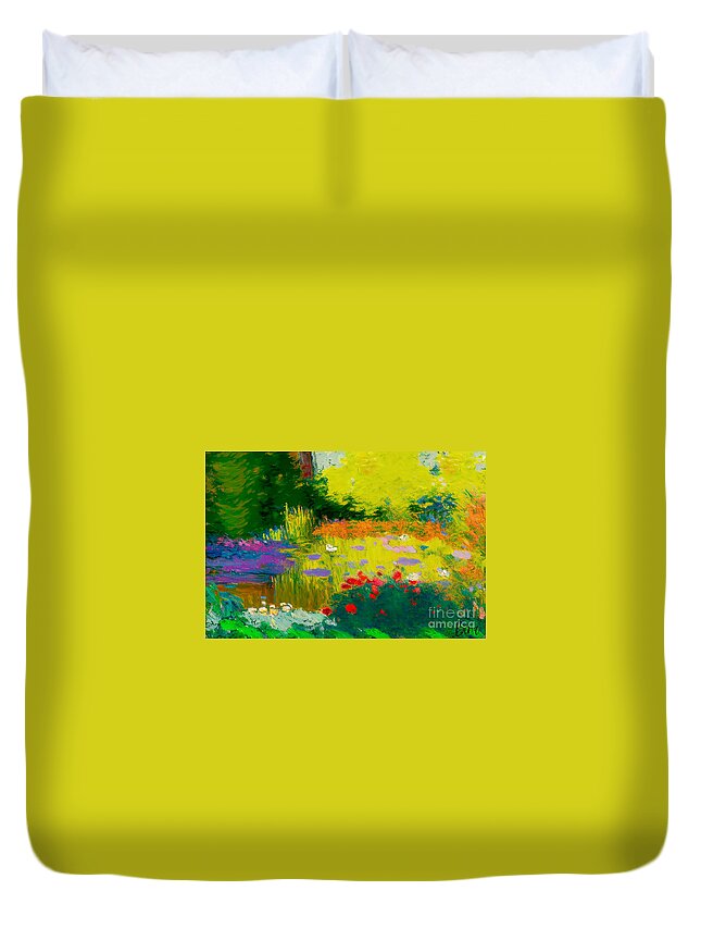 Gardens Duvet Cover featuring the mixed media Inspired by Monet by Binka Kirova