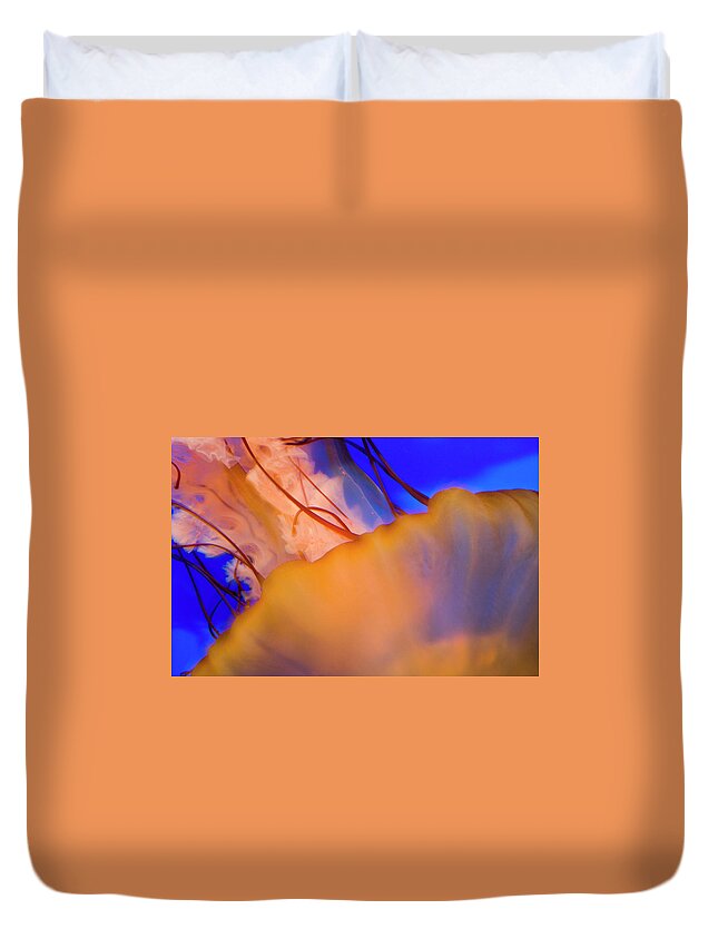 Jellyfish Duvet Cover featuring the photograph Into The Blue by Melissa Southern