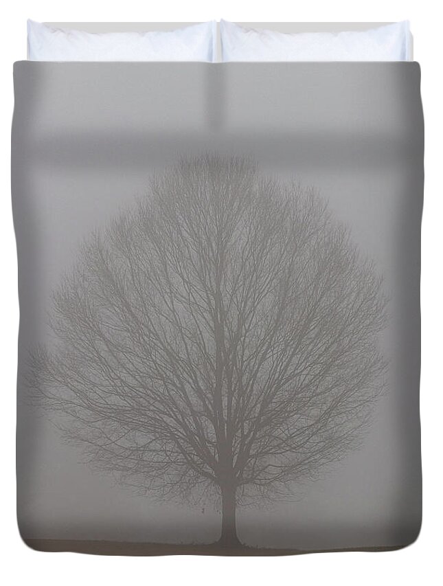 Fog Duvet Cover featuring the photograph Into the fog by Jamie Tyler