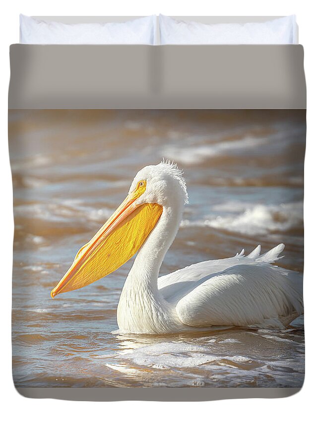 Pelican Duvet Cover featuring the photograph Into The Light by Jordan Hill