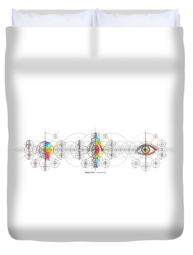 Anatomy Duvet Cover featuring the drawing Intuitive Geometry Human Anatomy Series by Nathalie Strassburg