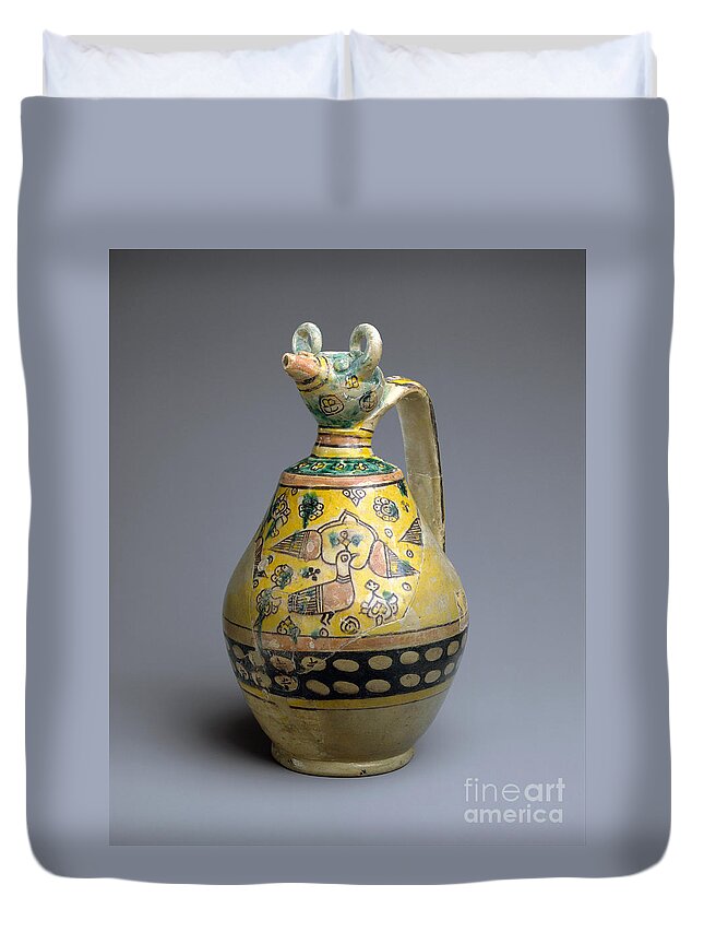 10th Century Duvet Cover featuring the ceramic art Iranian Pitcher by Granger