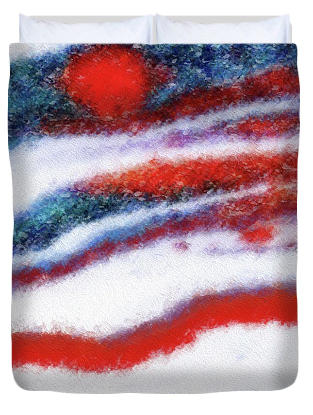 Red Duvet Cover featuring the painting Isaiah 43 2. I Will Be With You. by Mark Lawrence