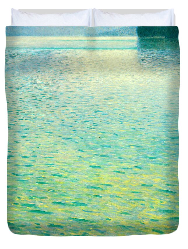 Island In The Attersee Duvet Cover featuring the painting Island in the Attersee by Gustav Klimt