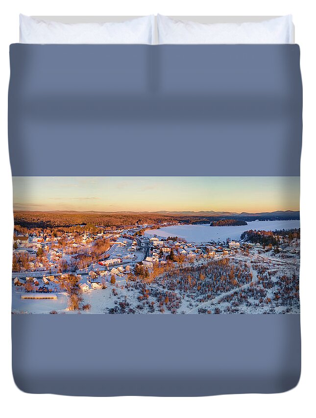 2021 Duvet Cover featuring the photograph Island Pond, VT Panorama by John Rowe