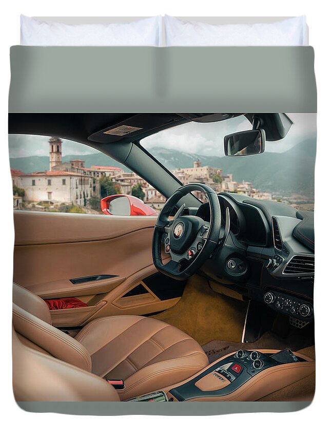 Ferrari Duvet Cover featuring the photograph Italia by David Whitaker Visuals