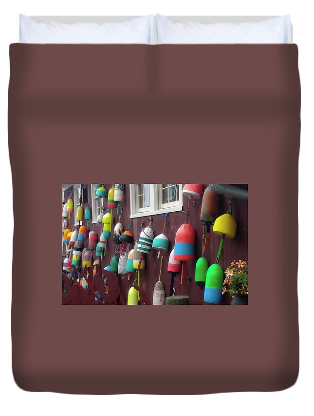 Buoys Duvet Cover featuring the photograph It's a Colorful Life by Vicky Edgerly