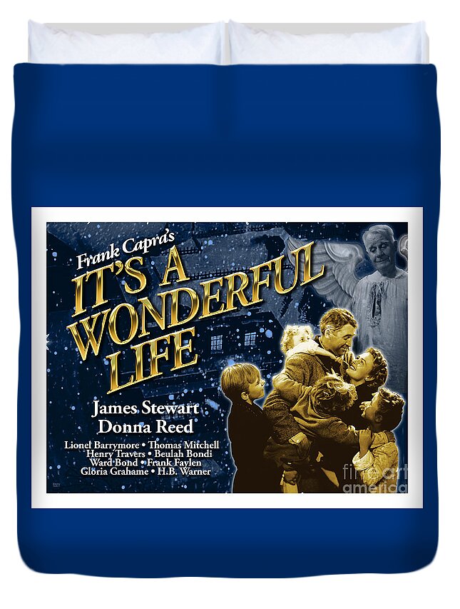 James Stewart Duvet Cover featuring the digital art It's A Wonderful Life New Poster by Brian Watt