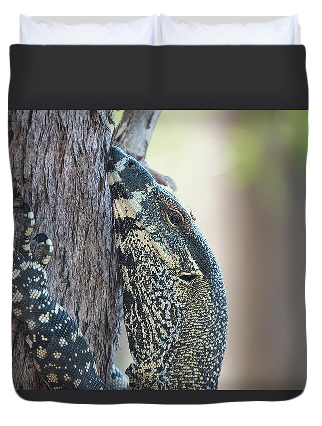 Animals Duvet Cover featuring the photograph I've got an Ant on my Head by Maryse Jansen