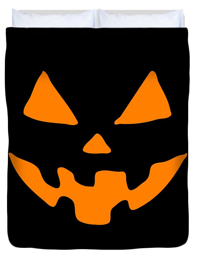 Funny Duvet Cover featuring the digital art Jack-O-Lantern Pumpkin Halloween by Flippin Sweet Gear