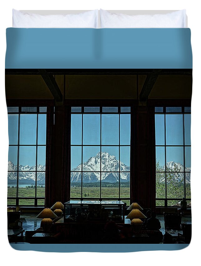 Jackson Lake Lodge Duvet Cover featuring the photograph Jackson Lake Lodge by David Armstrong
