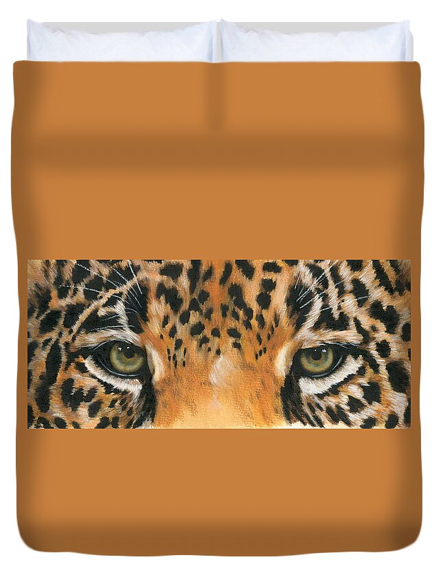 Jaguar Duvet Cover featuring the painting Jaguar Gaze by Barbara Keith