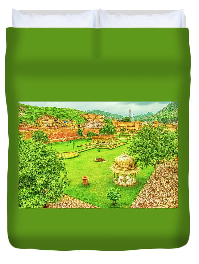 Amer Fort Duvet Cover featuring the photograph Jaipur Garden Colors by Stefano Senise