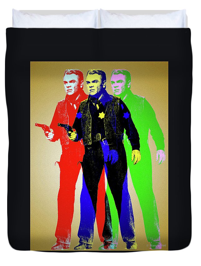 James Duvet Cover featuring the digital art James Cagney by Stars on Art