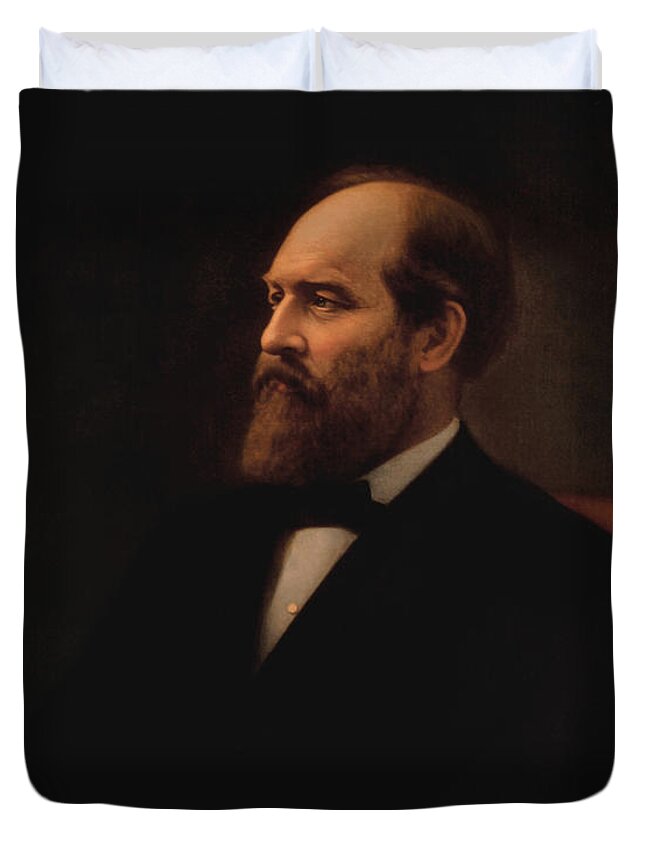 James Garfield Duvet Cover featuring the painting James Garfield Official Presidential Portrait - Calvin Curtis 1881 by War Is Hell Store
