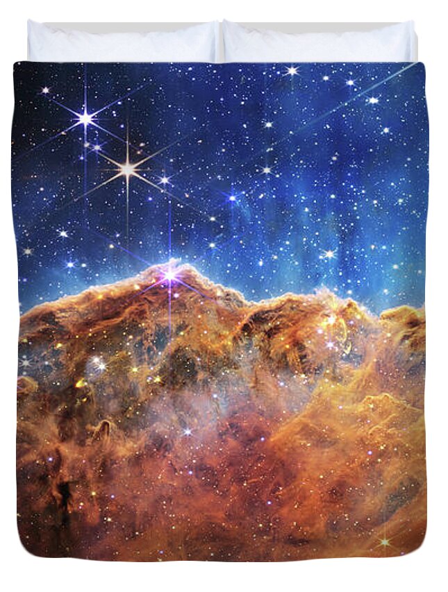Ngc 3324 Duvet Cover featuring the photograph James Webb Cosmic Cliffs in Carina Nebula by Sebastian Musial