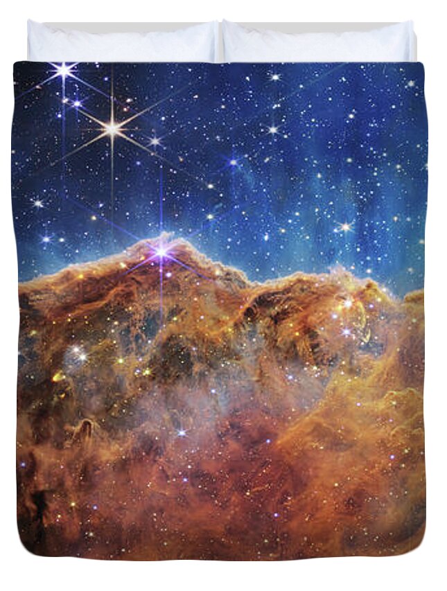 3scape Duvet Cover featuring the photograph James Webb Telescope The Cosmic Cliffs in Carina by Adam Romanowicz