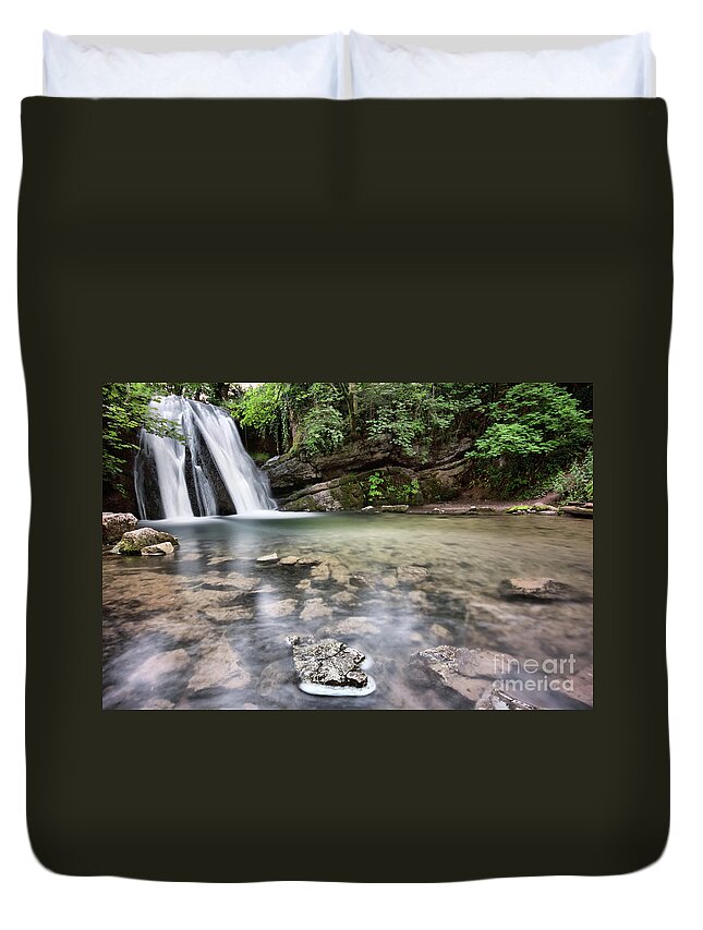Uk Duvet Cover featuring the photograph Janets Foss, Malham by Tom Holmes Photography