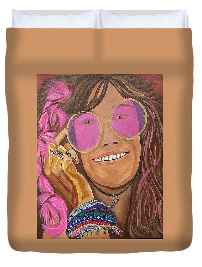  Duvet Cover featuring the painting Janis Joplin by Bill Manson