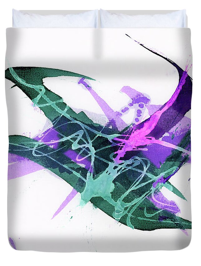 Alcohol Duvet Cover featuring the painting Janky Dance by KC Pollak