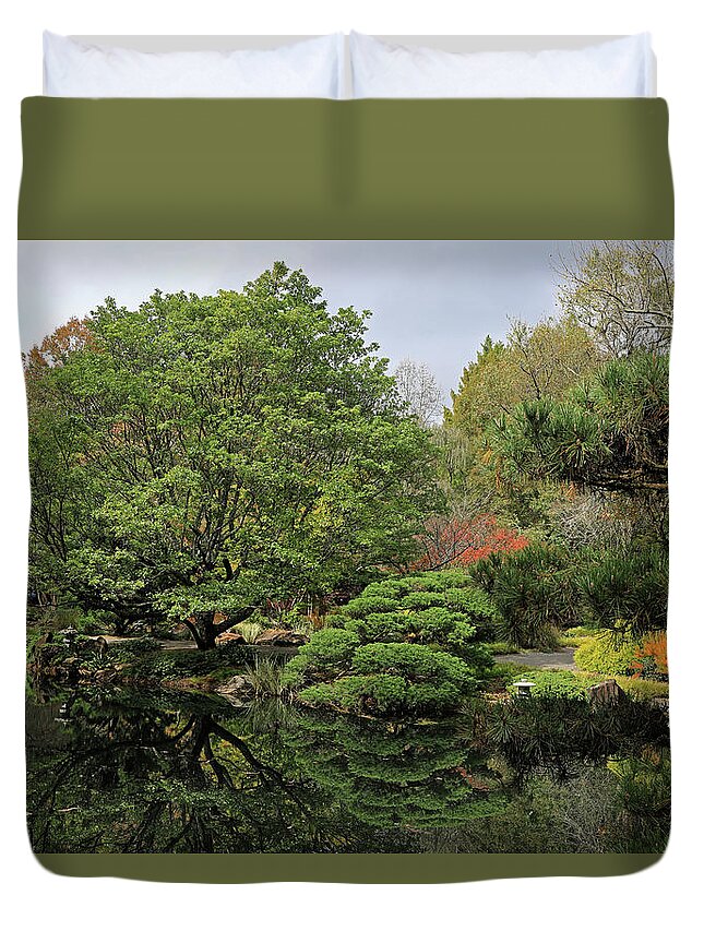 Japanese Gardens Duvet Cover featuring the photograph Japanese Gardens 3 by Richard Krebs