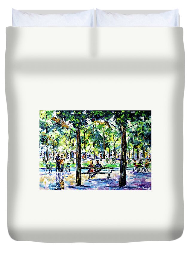 Park In Paris Duvet Cover featuring the painting Jardin des Tuileries, Paris by Mirek Kuzniar