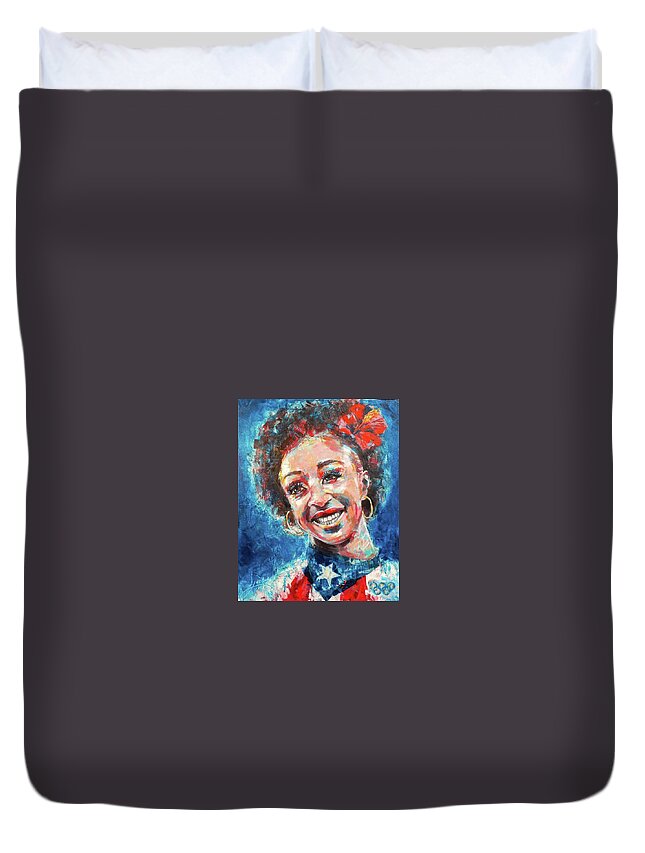  Duvet Cover featuring the painting Jasmine Camacho-Quinn by Luzdy Rivera