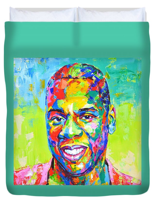 Jay-z Duvet Cover featuring the painting Jay-Z. by Iryna Kastsova