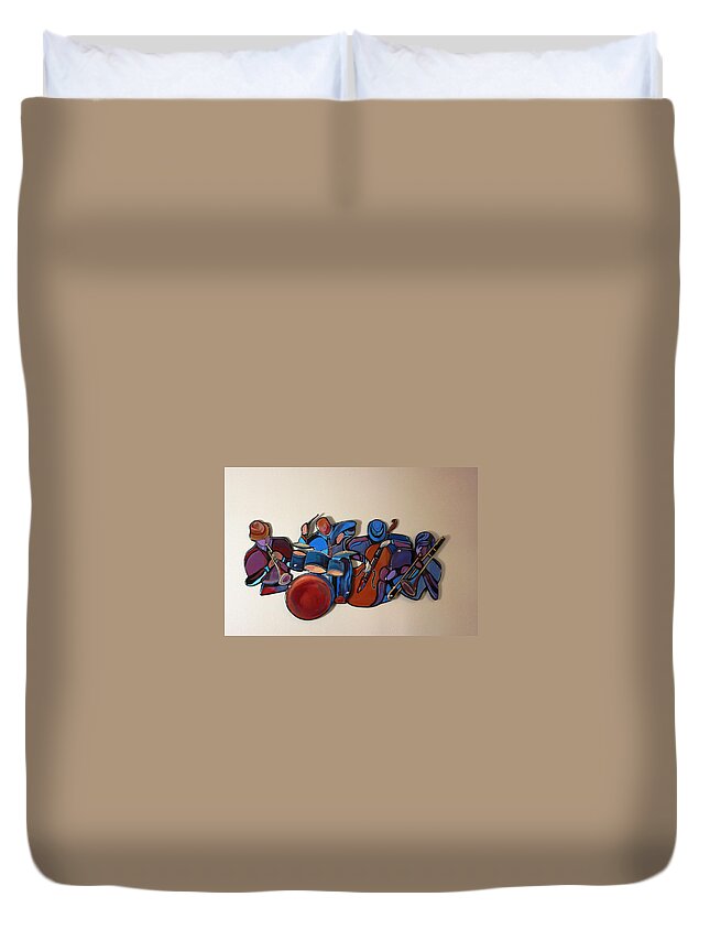 Music Duvet Cover featuring the mixed media Jazz Ensemble IV by Bill Manson