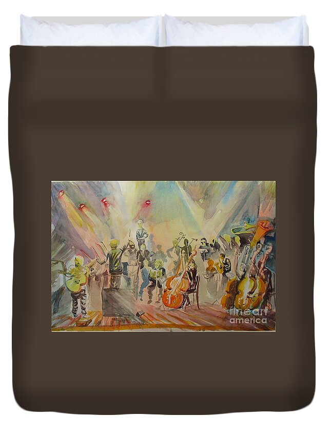 Jazz Symphonic Orchestra Duvet Cover featuring the painting Jazz Symphonic Orchestra by James McCormack