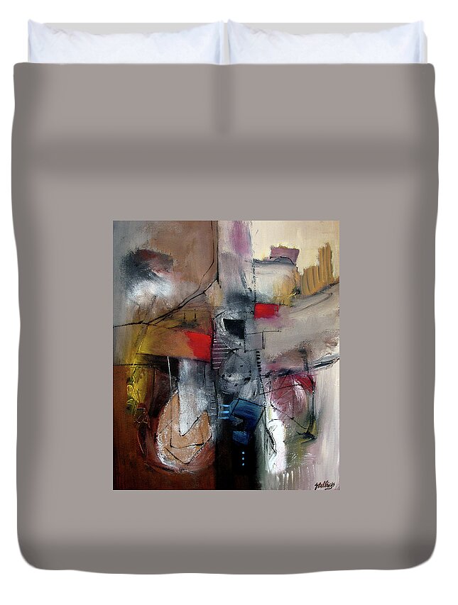 Abstract Duvet Cover featuring the painting Jazz Wave by Jim Stallings