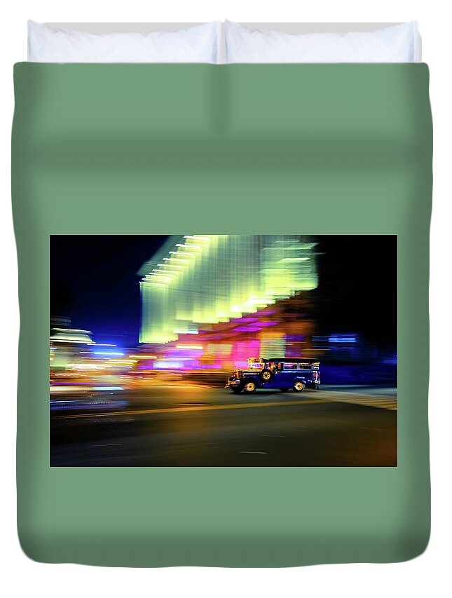 Intramuros Duvet Cover featuring the photograph Jeepney Rush by Arj Munoz