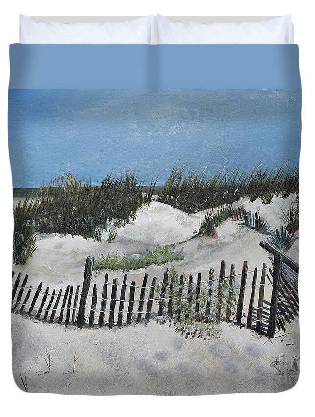  Duvet Cover featuring the painting Jeklyll Island Great Sand Dunes by Jan Dappen