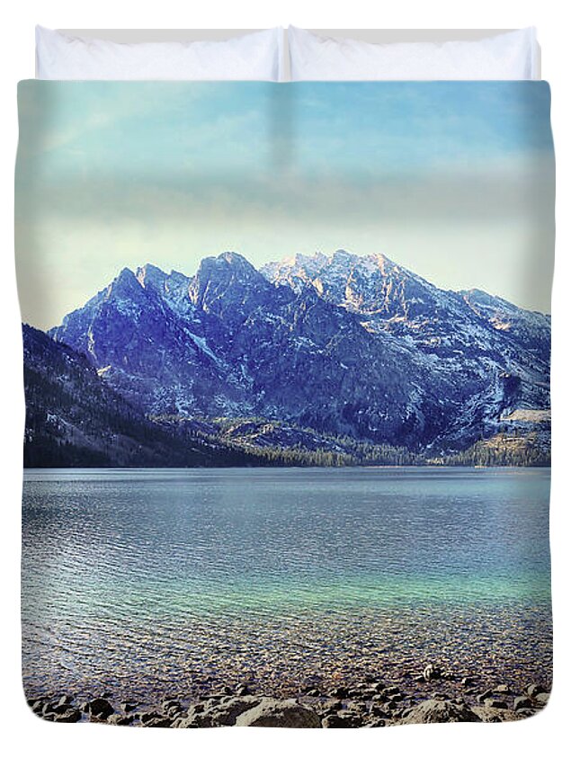 Lake Duvet Cover featuring the photograph Jenny Lake Grand Tetons by Sylvia Cook