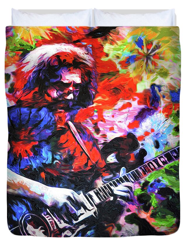 Psychedelic Duvet Cover featuring the painting Jerry Garcia - Grateful Dead - Original Painting Print by Ryan Rock Artist