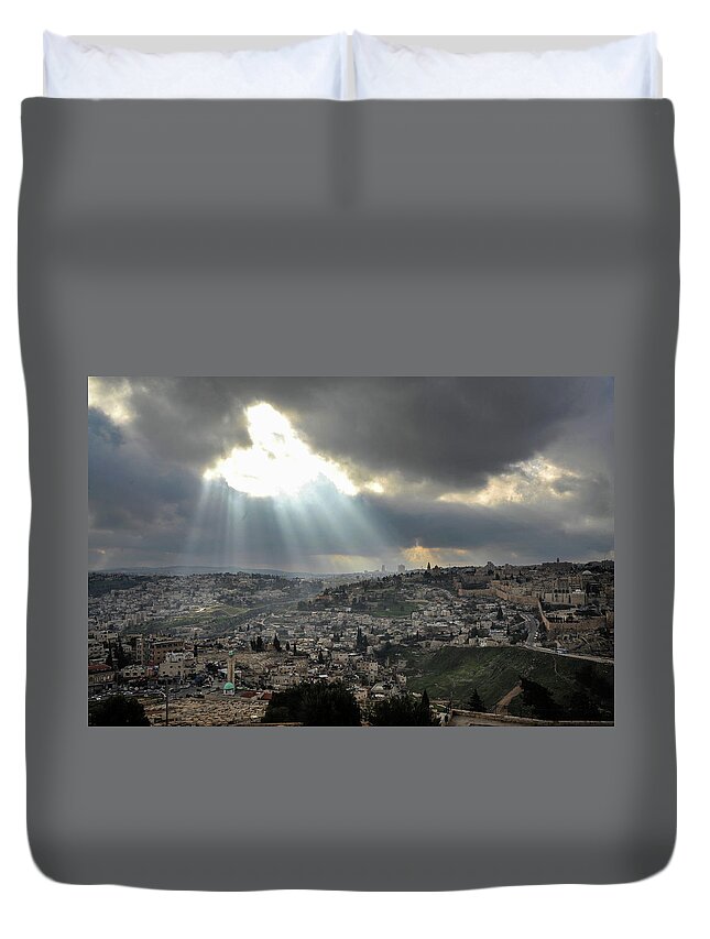 Cityscape Duvet Cover featuring the photograph Jerusalem from the Mount of Olives by James C Richardson