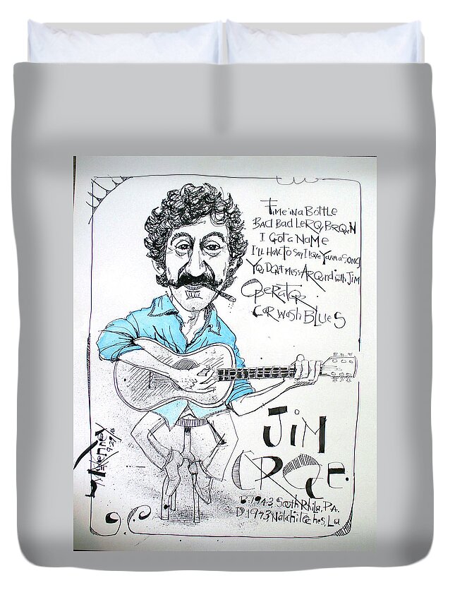  Duvet Cover featuring the drawing Jim Croce by Phil Mckenney