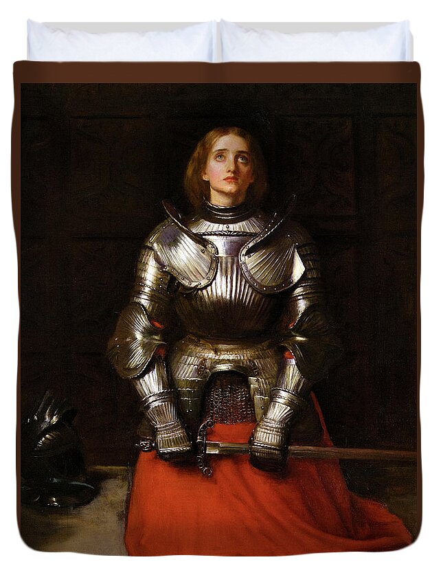 John Everett Millais Duvet Cover featuring the painting Joan of Arc, 1865 by John Everett Millais