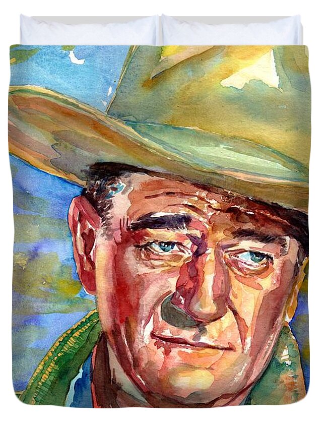 John Duvet Cover featuring the painting John Wayne Circus World 1964 by Suzann Sines