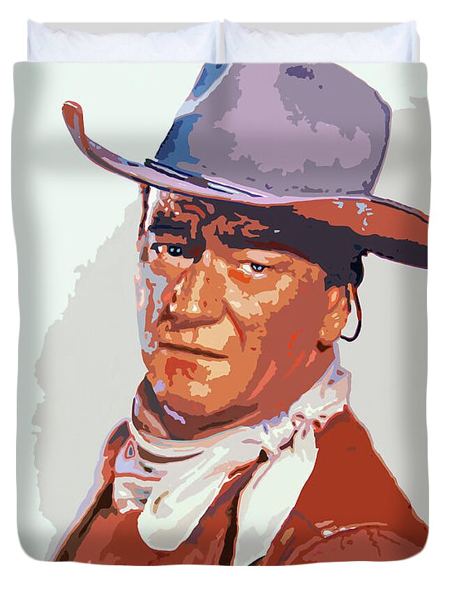 John Wayne Duvet Cover featuring the painting John Wayne - THE DUKE by David Lloyd Glover